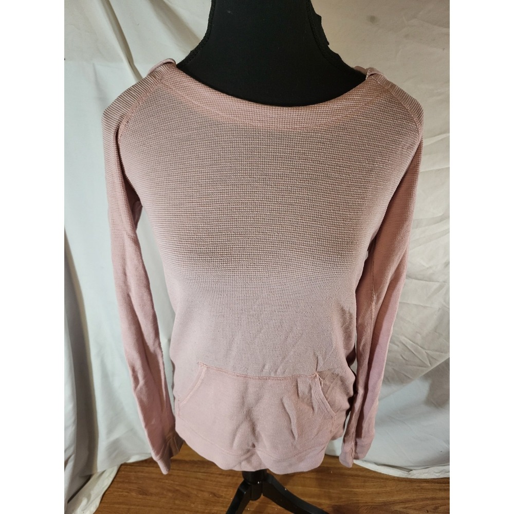 Ibex Womans Size S Light Pink Merino Wool Blend Waffle Hooded Lightweight